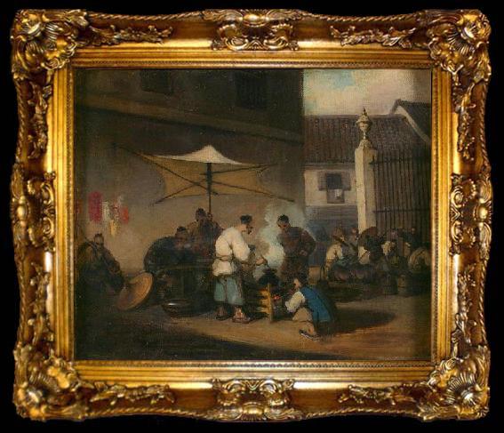 framed  George Chinnery Chinese Street Scene at Macao, ta009-2